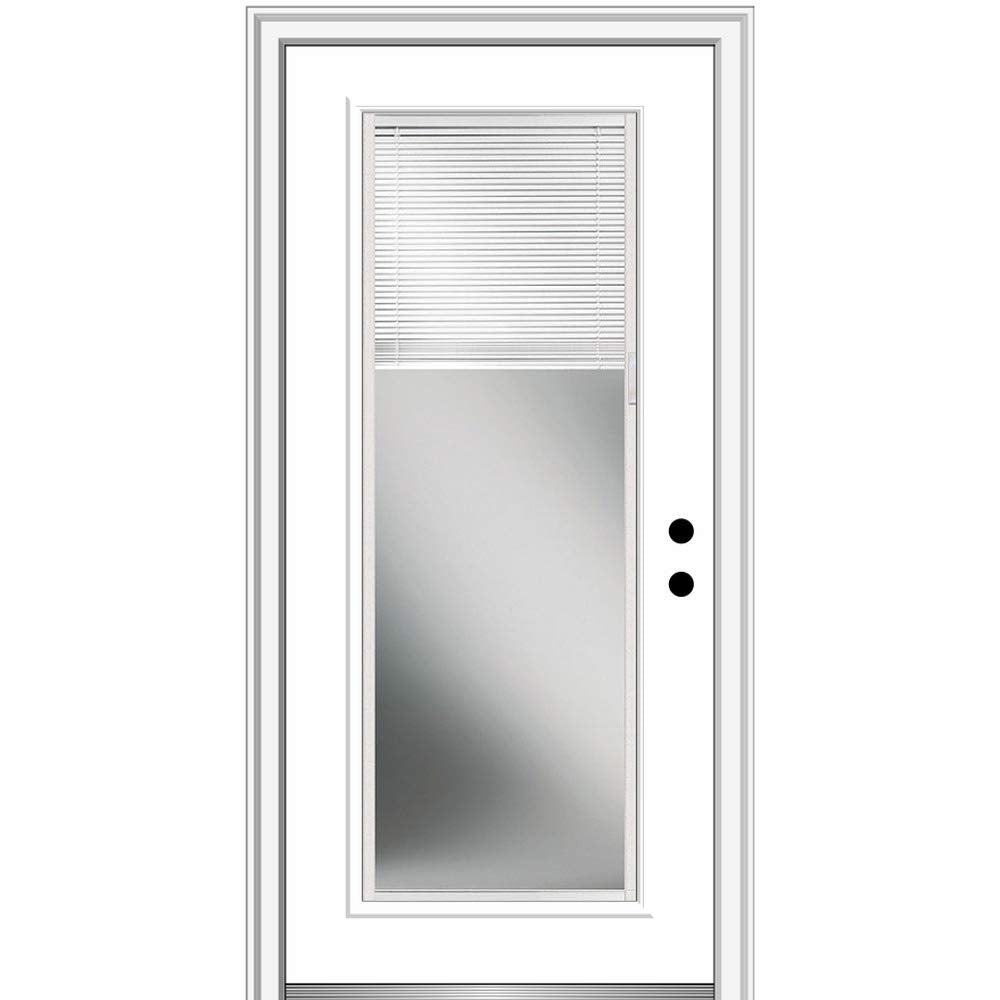 Steel Brilliant White Left Hand In-swing Prehung Door Full Lite Clear Glass 36" x 80" M773