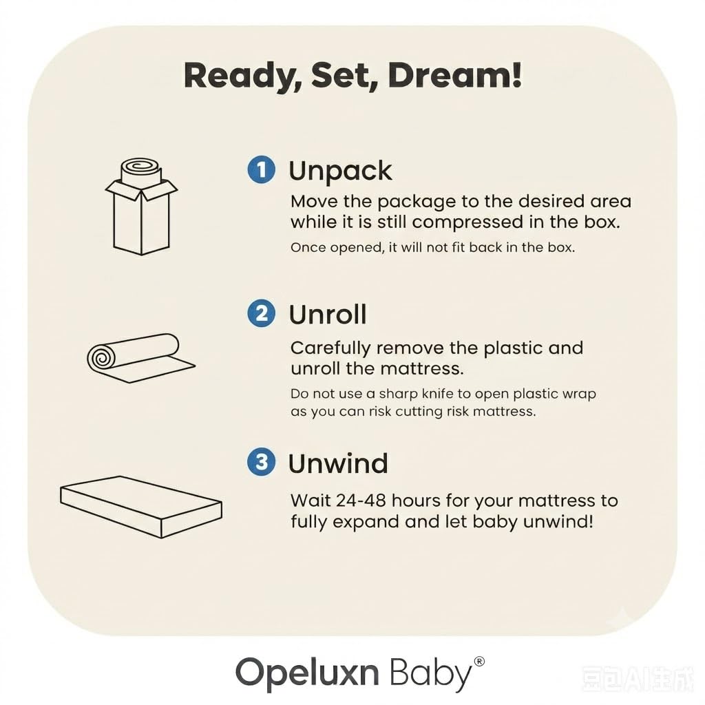 Mini Crib Mattress 2-Stage Firmness 38x24x4 Inch P94849