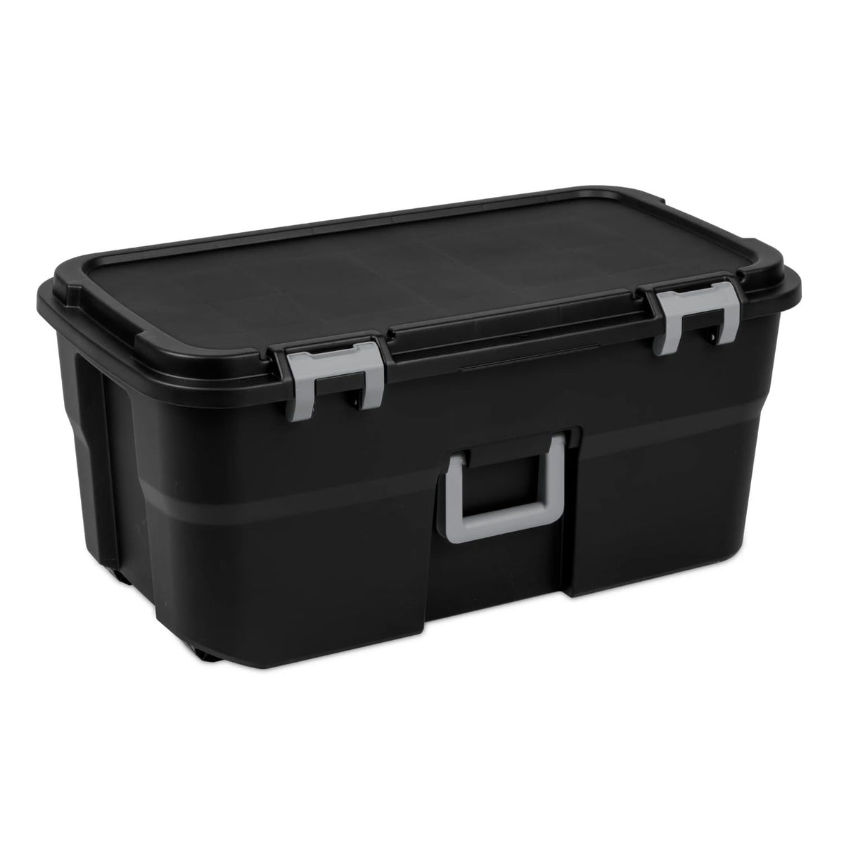 Black Lockable Wheeled Plastic Storage Footlocker O427848