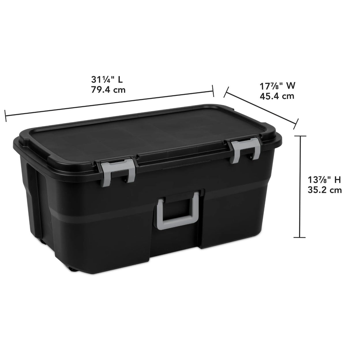 Black Lockable Wheeled Plastic Storage Footlocker O427848