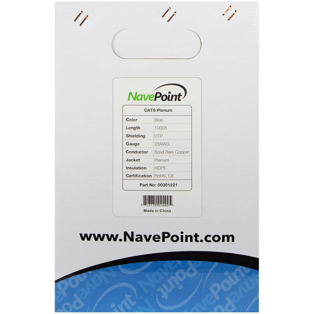 Cat6 Plenum Blue 1000ft Bare Copper Ethernet Cable Z102