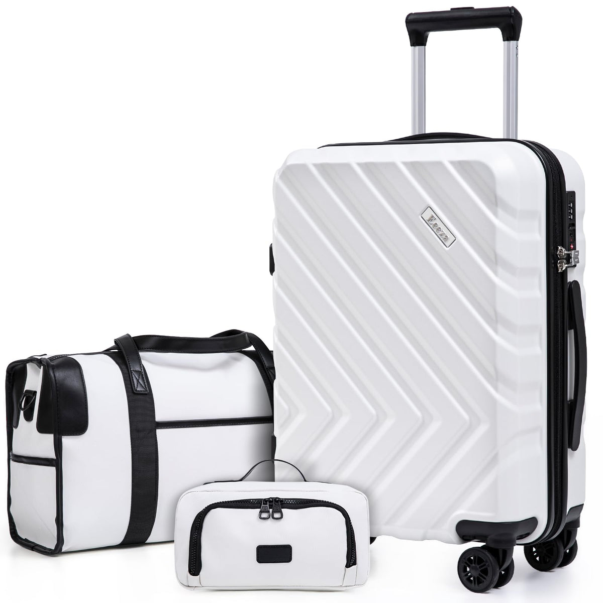3 Piece White Carry On Luggage Set P6946