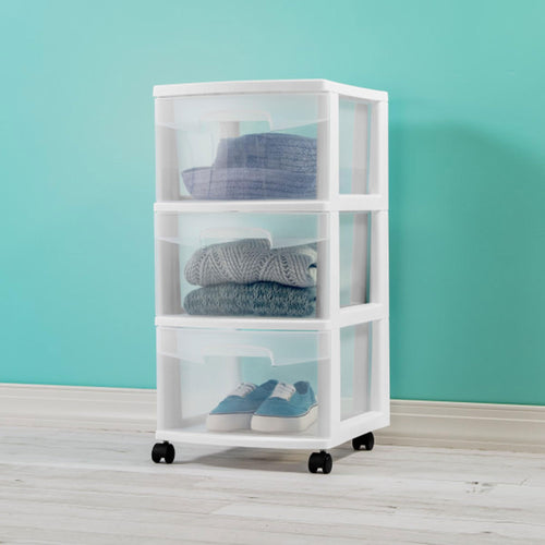 2 Pack White 3 Drawer Plastic Storage Cart Z5714