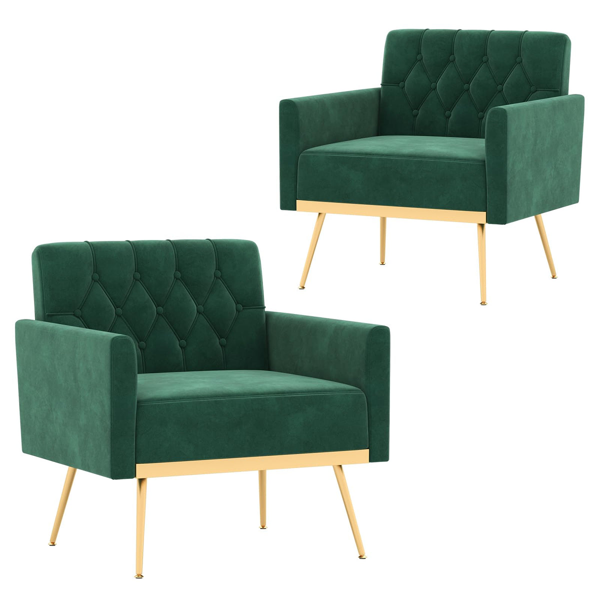 Green Velvet Accent Chairs Set of 2 O752684