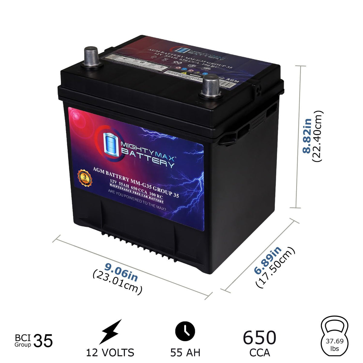 12V 55Ah AGM Replacement Battery J518