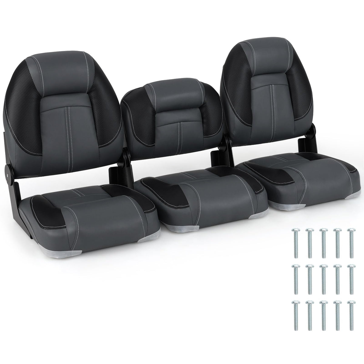 3-Pack Folding Boat Seats with 28D Sponge Padding E868357