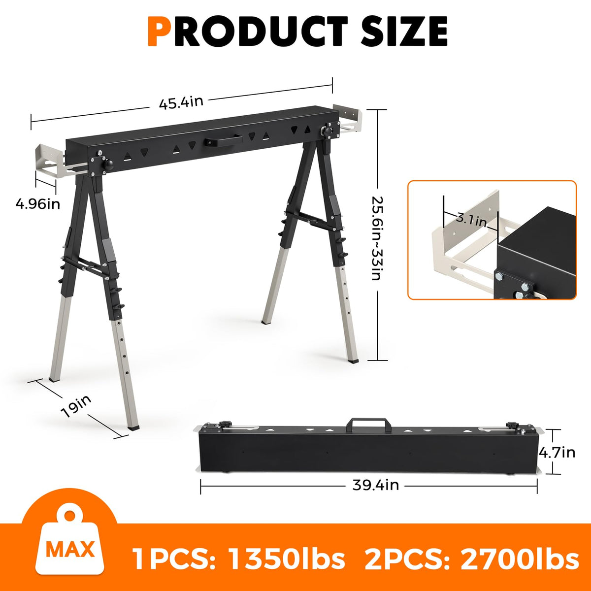 Heavy Duty Folding Sawhorse 2 Pack H438