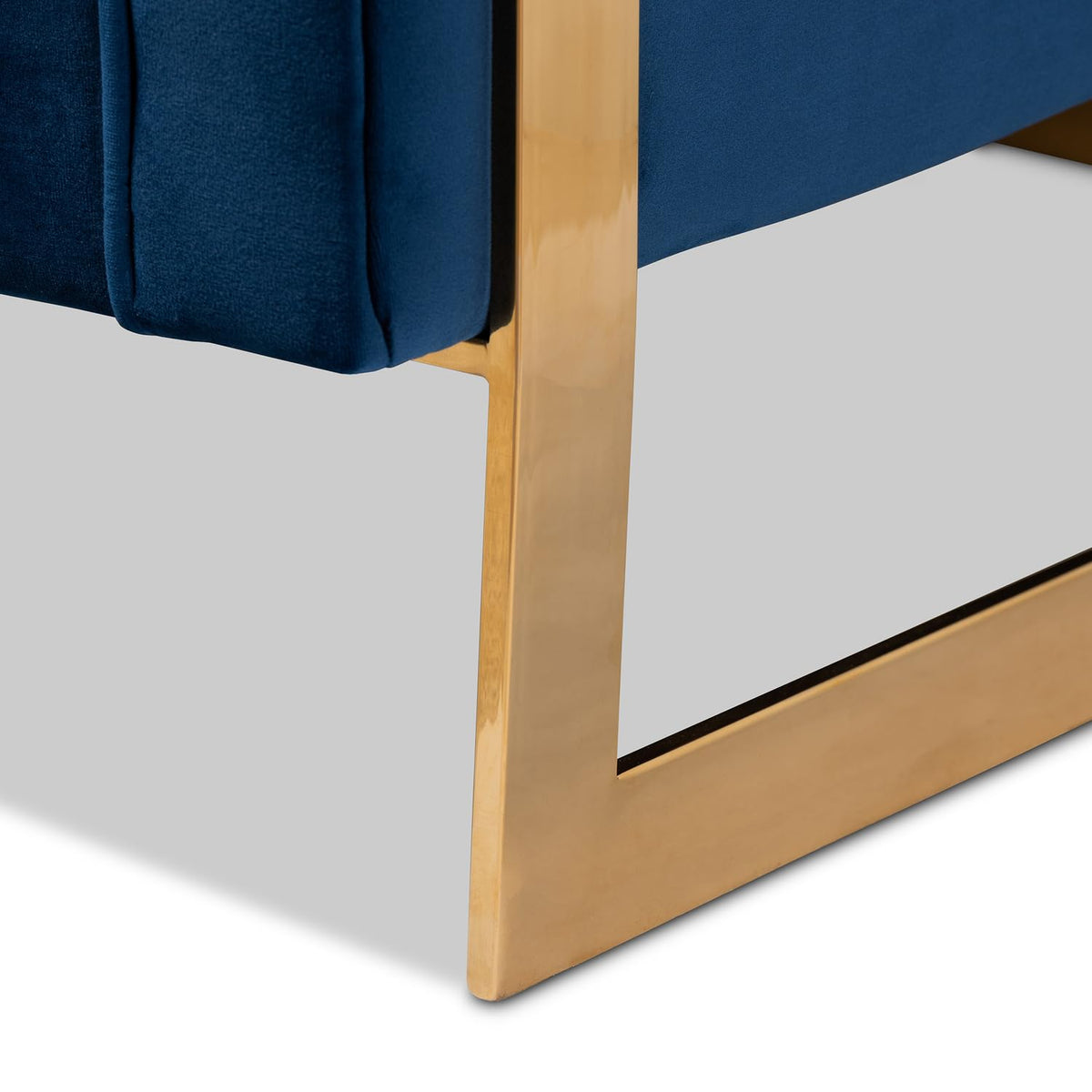 Navy Blue Velvet Button Tufted Gold Sofa H7081