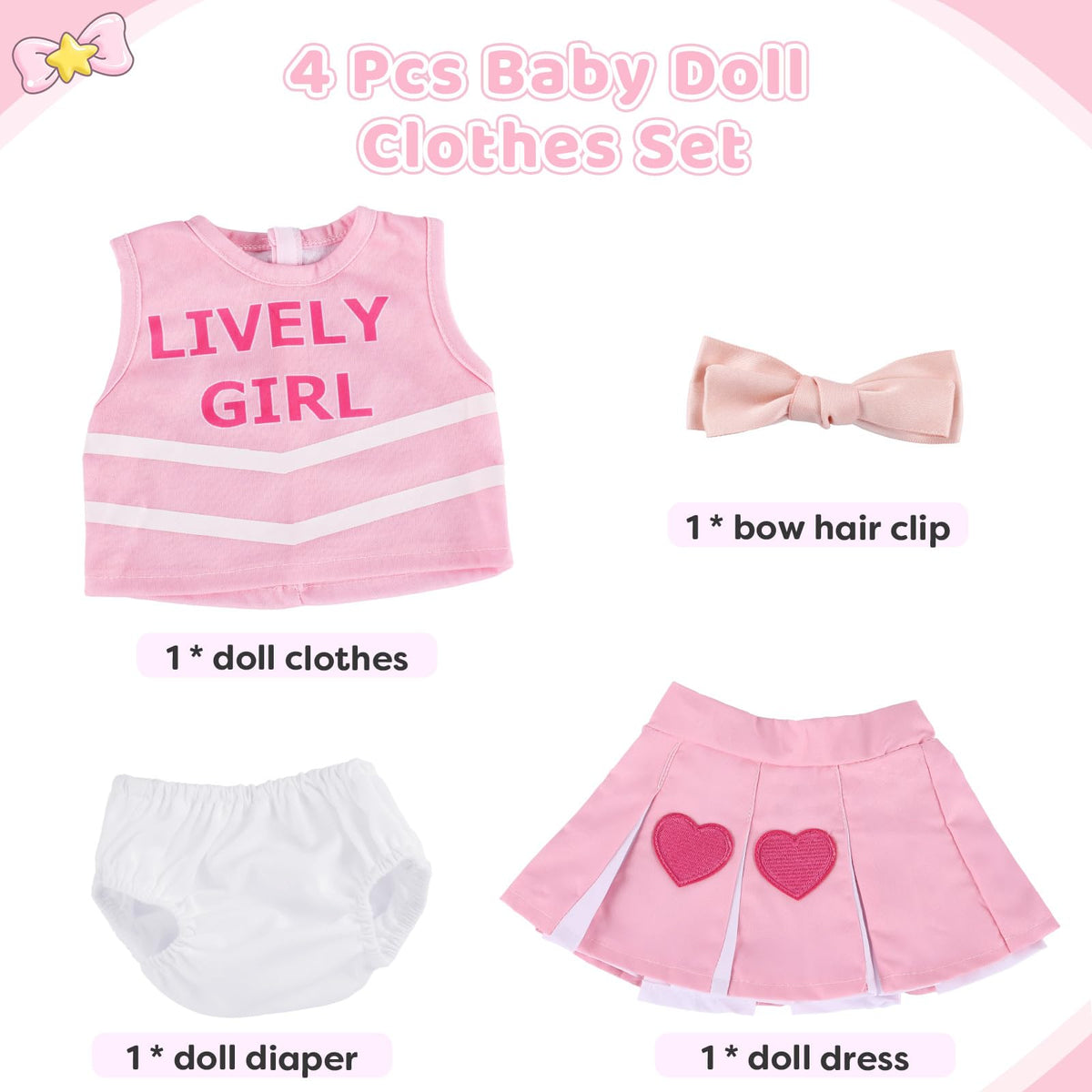 4 Pcs Reborn Baby Doll Clothes Set H7609