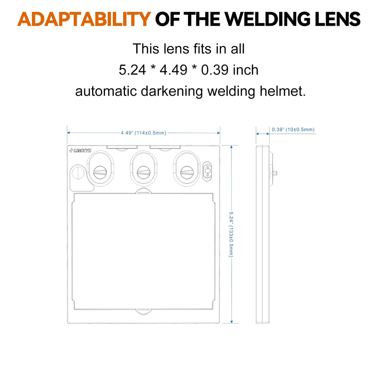 Auto Darkening Welding Lens True Color 5.24"x4.49" Adjustable Shade 4/9-13 W85689