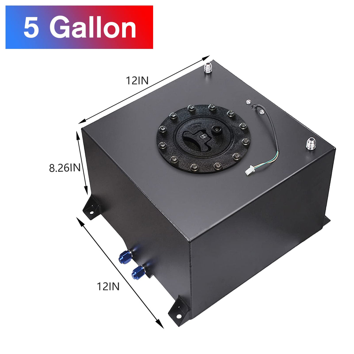 5 Gallon 20L Polished Aluminum Fuel Cell Tank with Cap Level Sender Oil Feed Line I505398