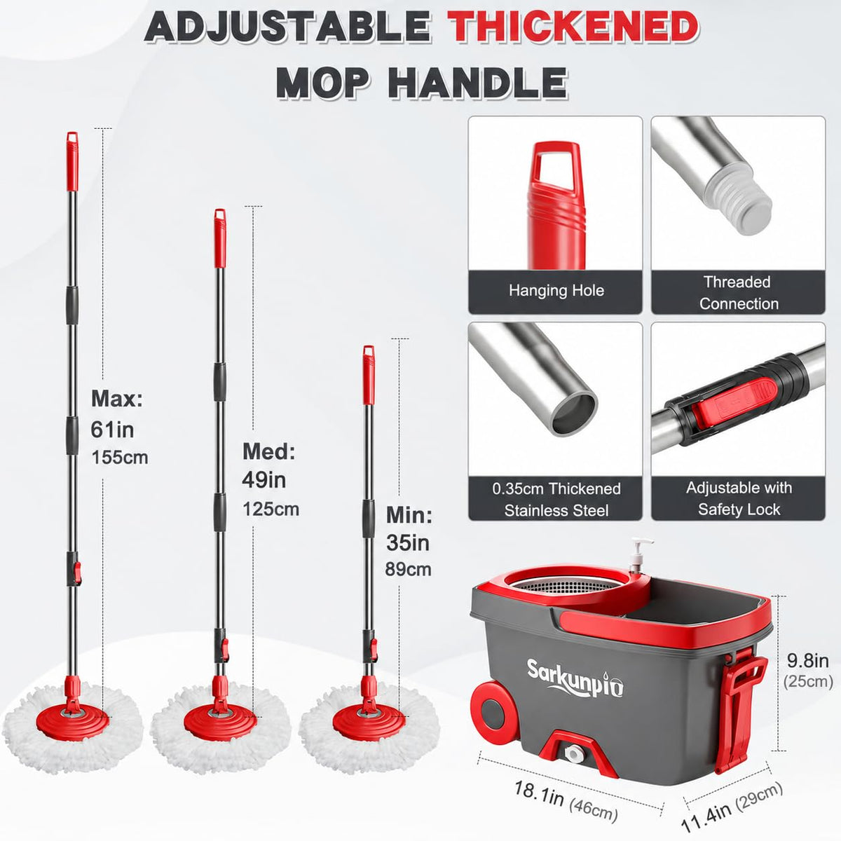 Spin Mop and Bucket Set with 6 Microfiber Heads K78177