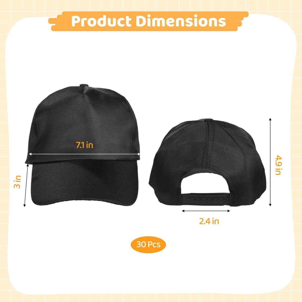 Black Adjustable Polyester Baseball Caps K416768