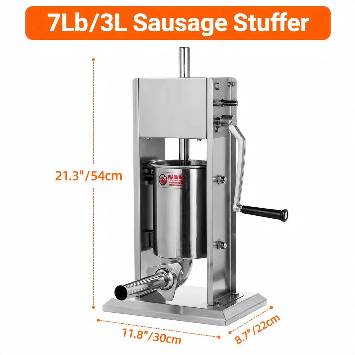 3L Stainless Steel Manual Sausage Stuffer with 4 Tubes G538118