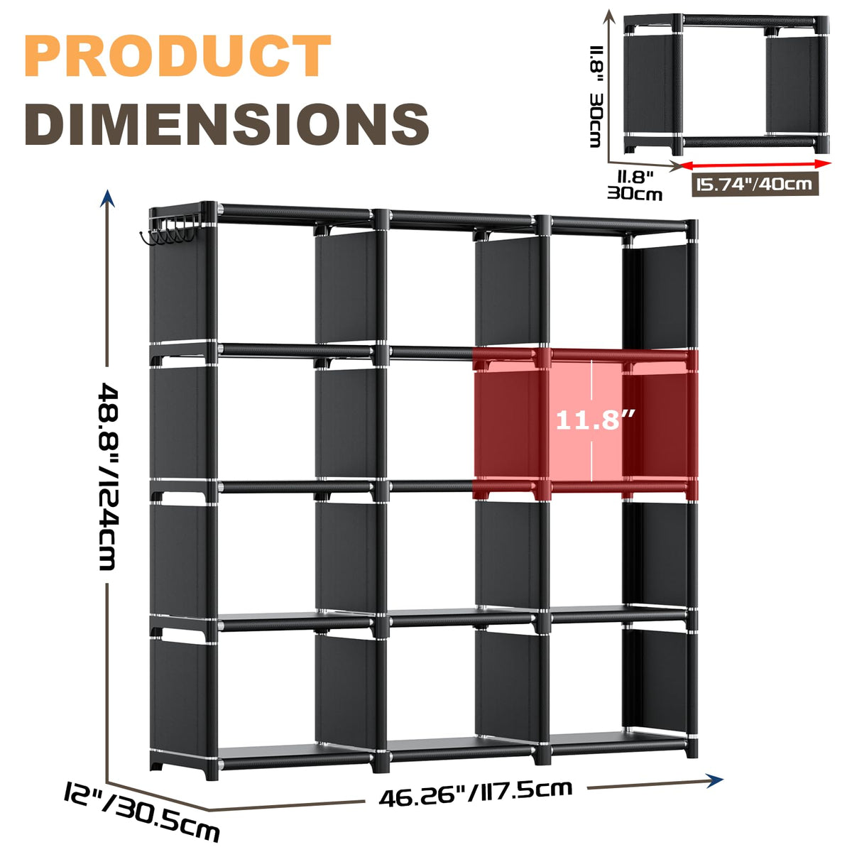 Black 12 Cube Metal Bookcase T259