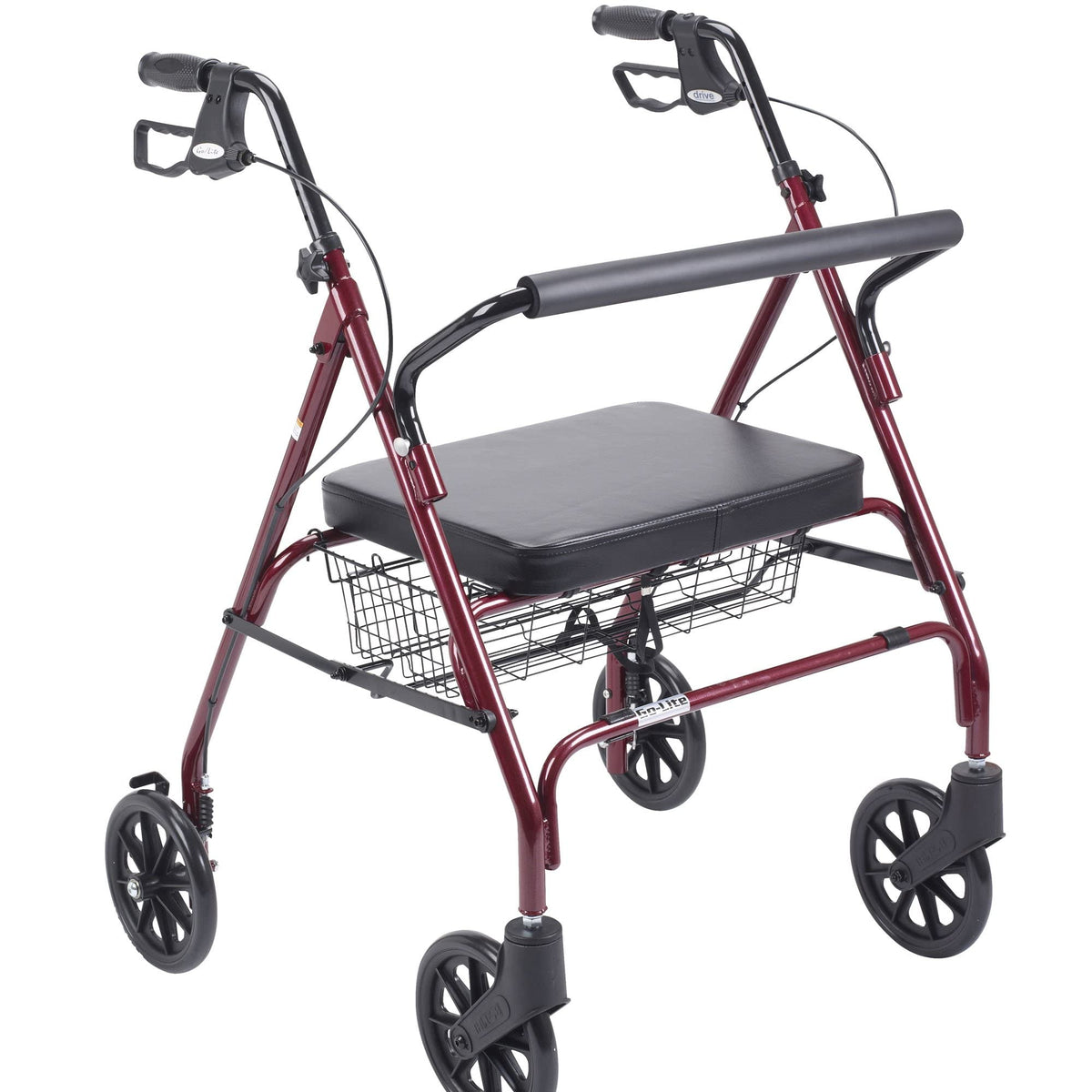 Foldable Bariatric Rollator Walker with Seat, Red Z18747