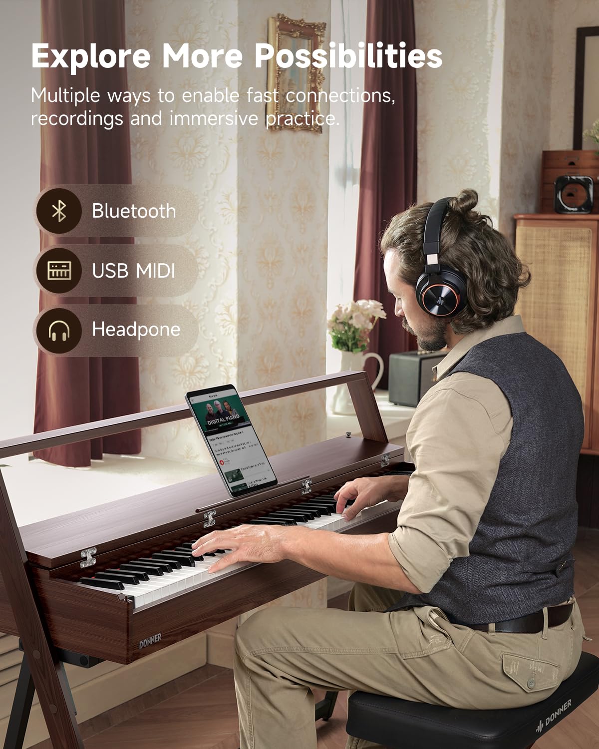 88 Key Weighted Digital Piano with Bluetooth X41426