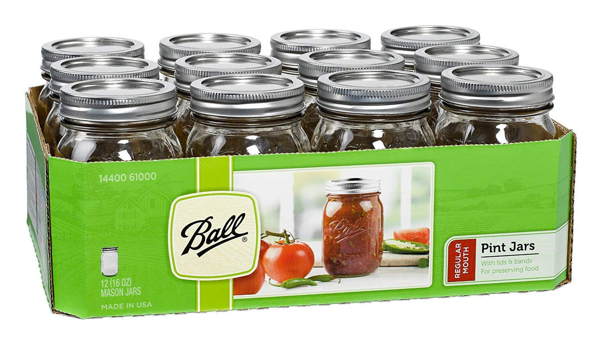 16 oz Regular Mouth Mason Jar with Lids and Bands (12 Units) S863347