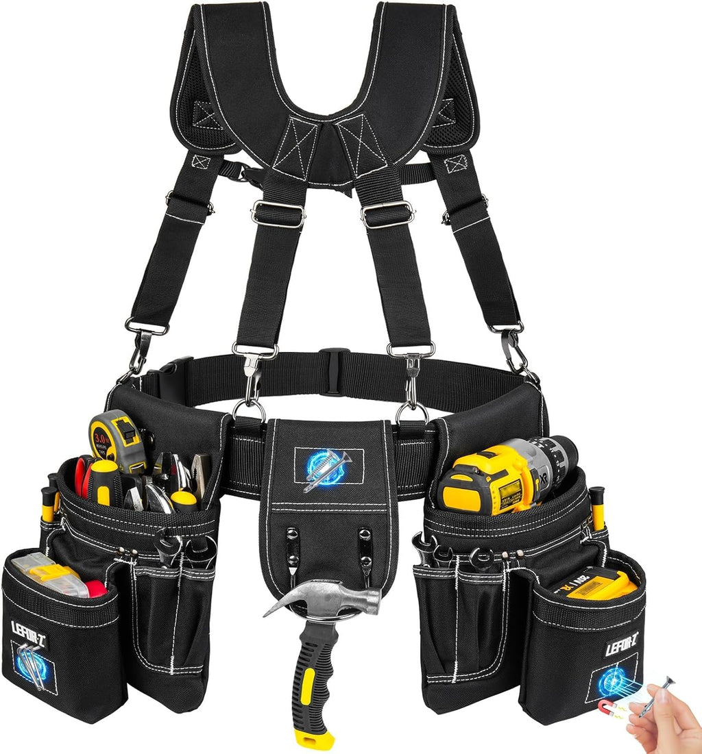 27-Pockets Heavy Duty Tool Belt with Suspenders S1478