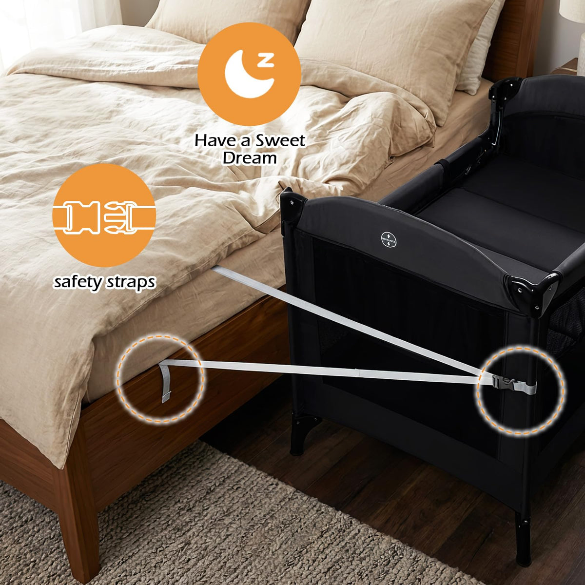 4 in 1 Baby Bassinet Bedside Crib Y58138