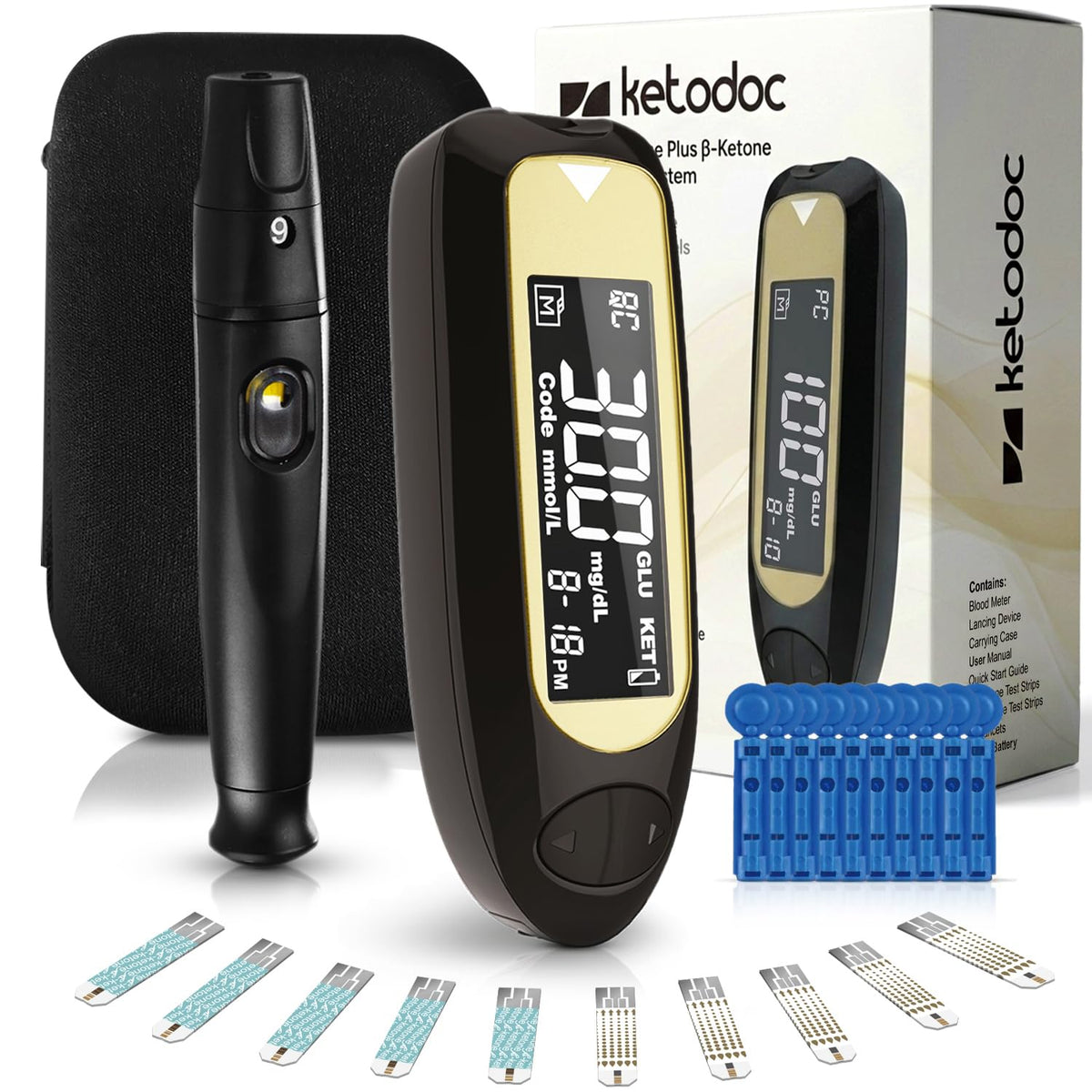 ß-Ketone Testing Kit + 40 Keto Strips + 40 GLU Strips U16859