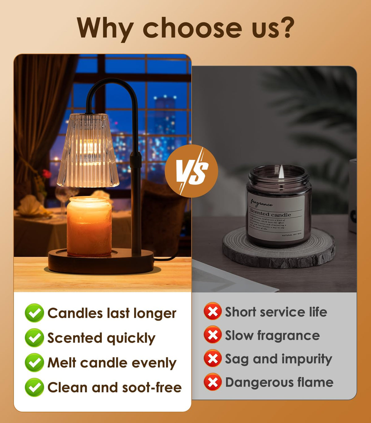 Electric Candle Warmer Lamp with Dimmer Adjustable Height Timer Glass L65822
