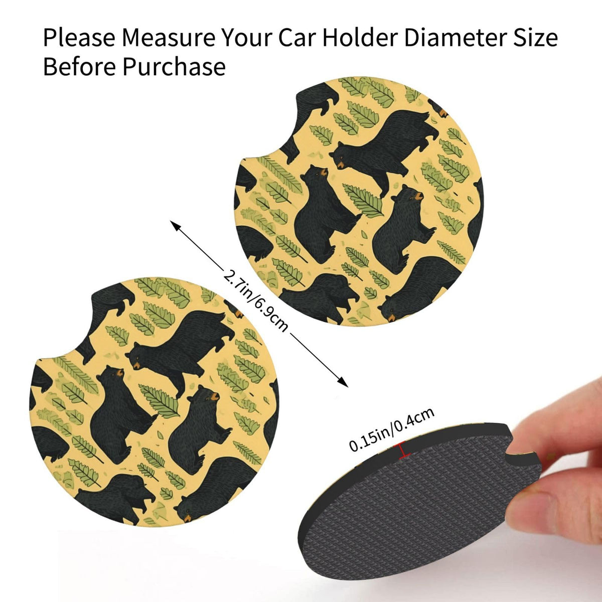 Black Bear Printed Anti Slip Waterproof Beverage Mats Q799176