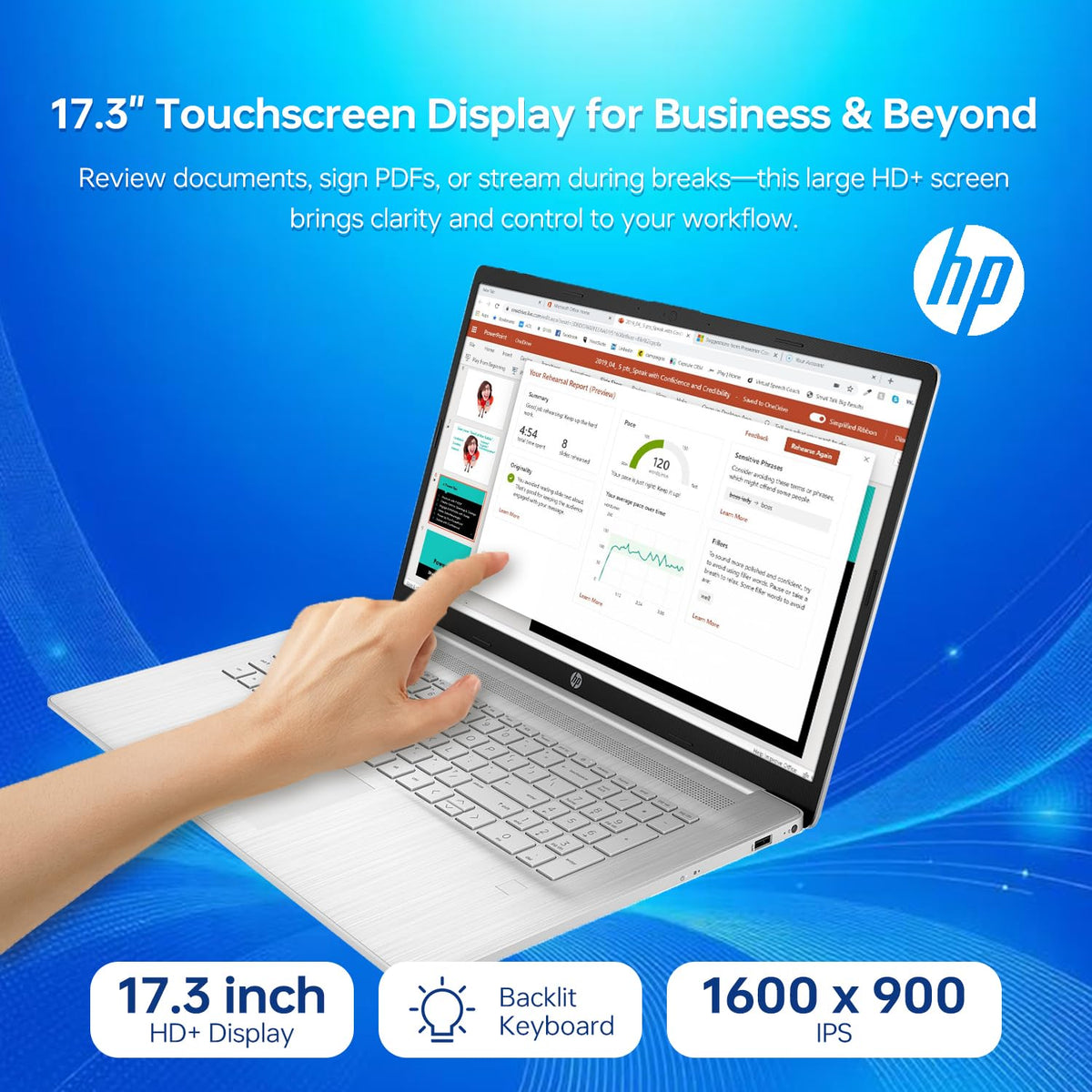 17.3" HD+ Touchscreen Laptop, 12th Gen Intel Core i7, 64GB RAM, 2TB SSD, Silver H167
