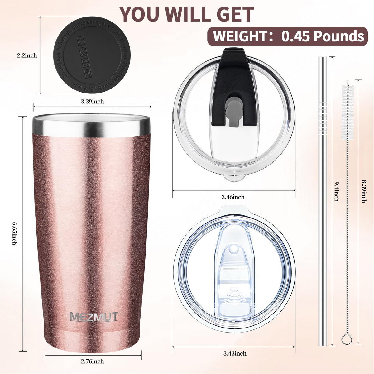 20oz Insulated Tumbler with Lid Straw W6158