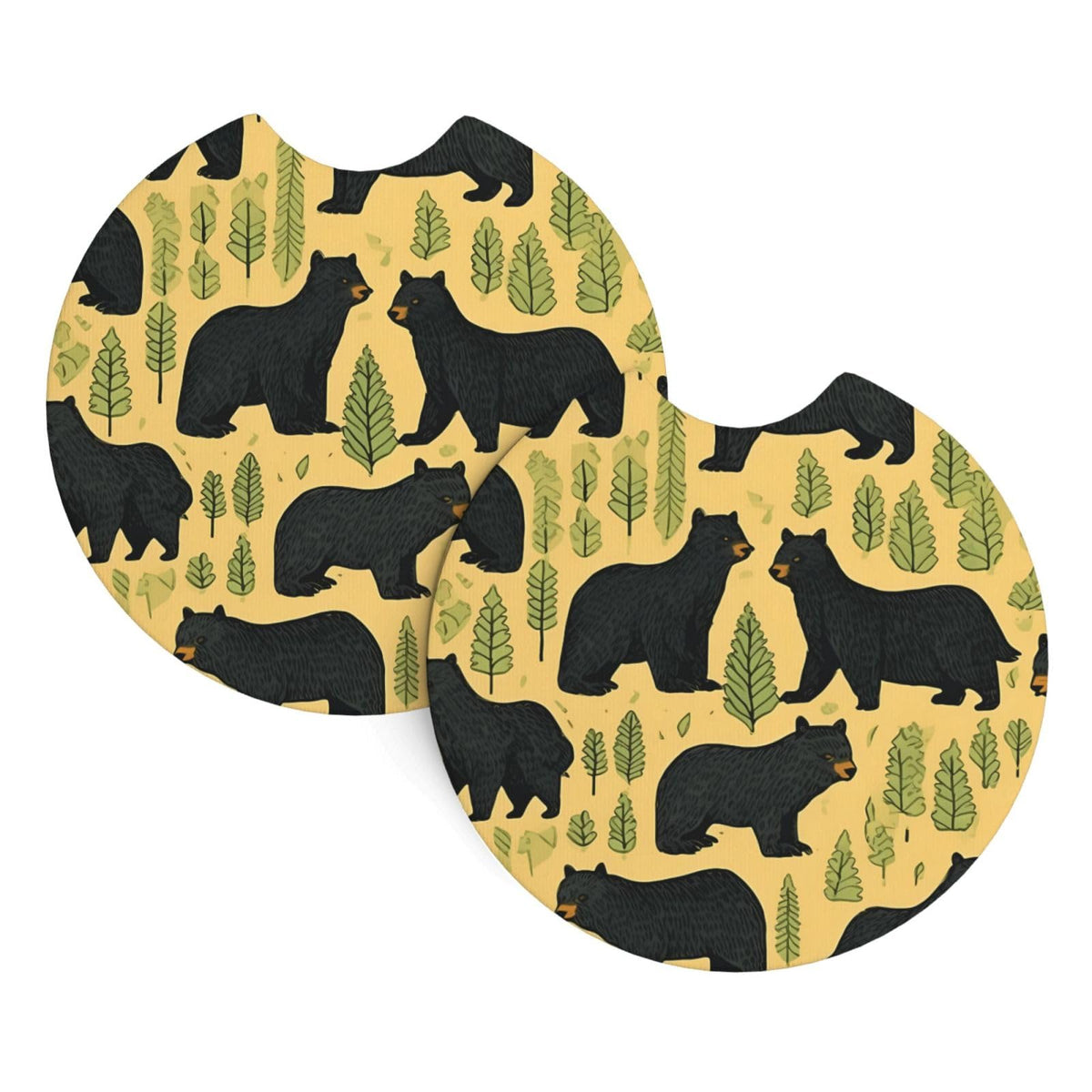 Black Bear Printed Anti Slip Waterproof Beverage Mats Q799176