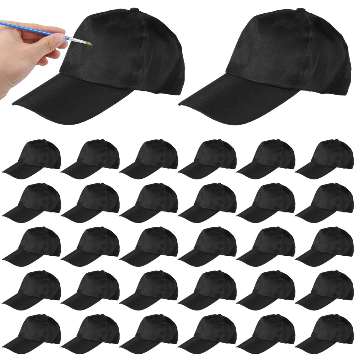 Black Adjustable Polyester Baseball Caps K416768