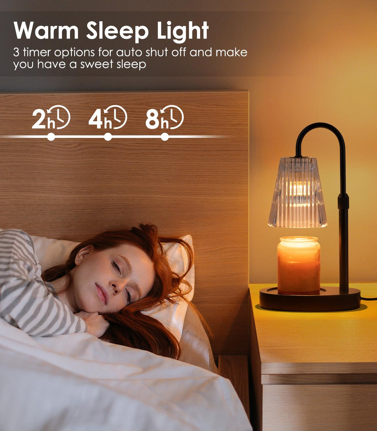 Electric Candle Warmer Lamp with Dimmer Adjustable Height Timer Glass L65822