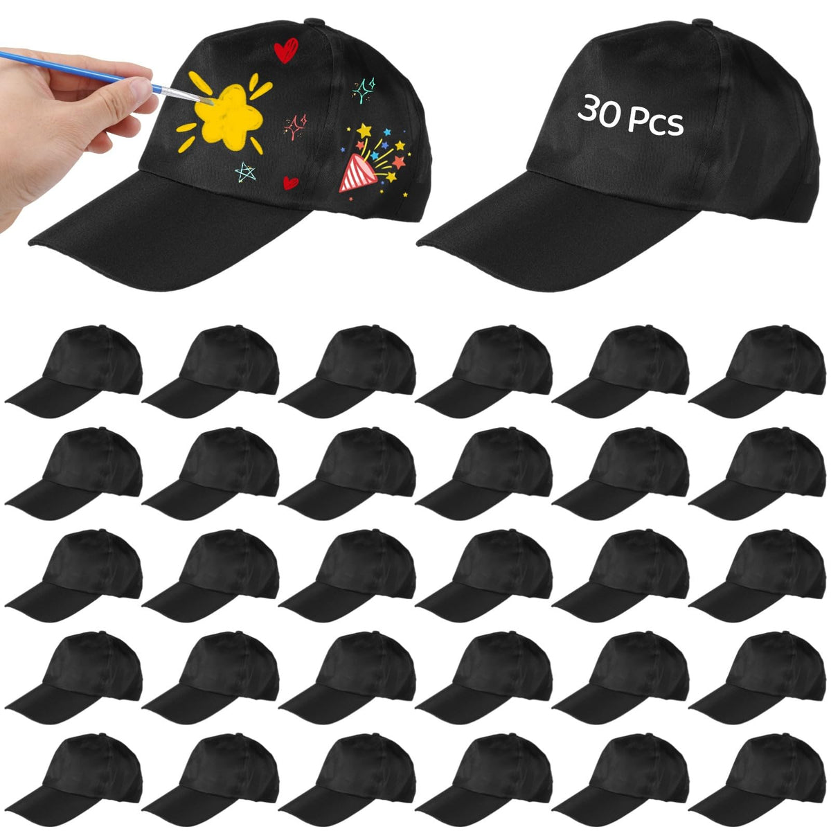 Black Adjustable Polyester Baseball Caps K416768