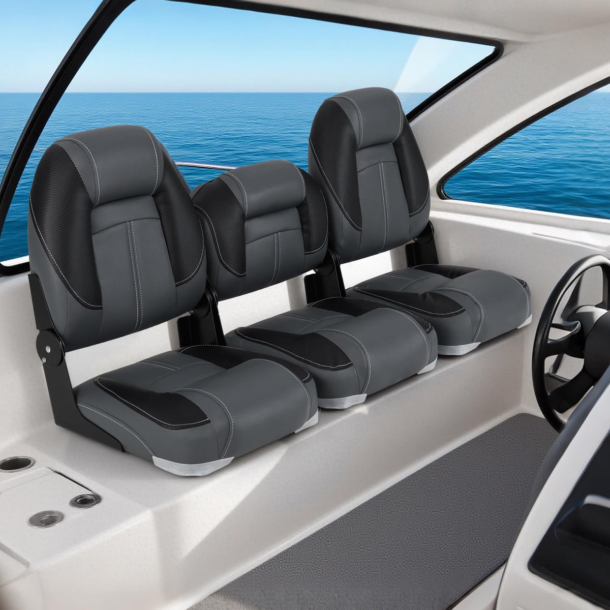 3-Pack Folding Boat Seats with 28D Sponge Padding E868357