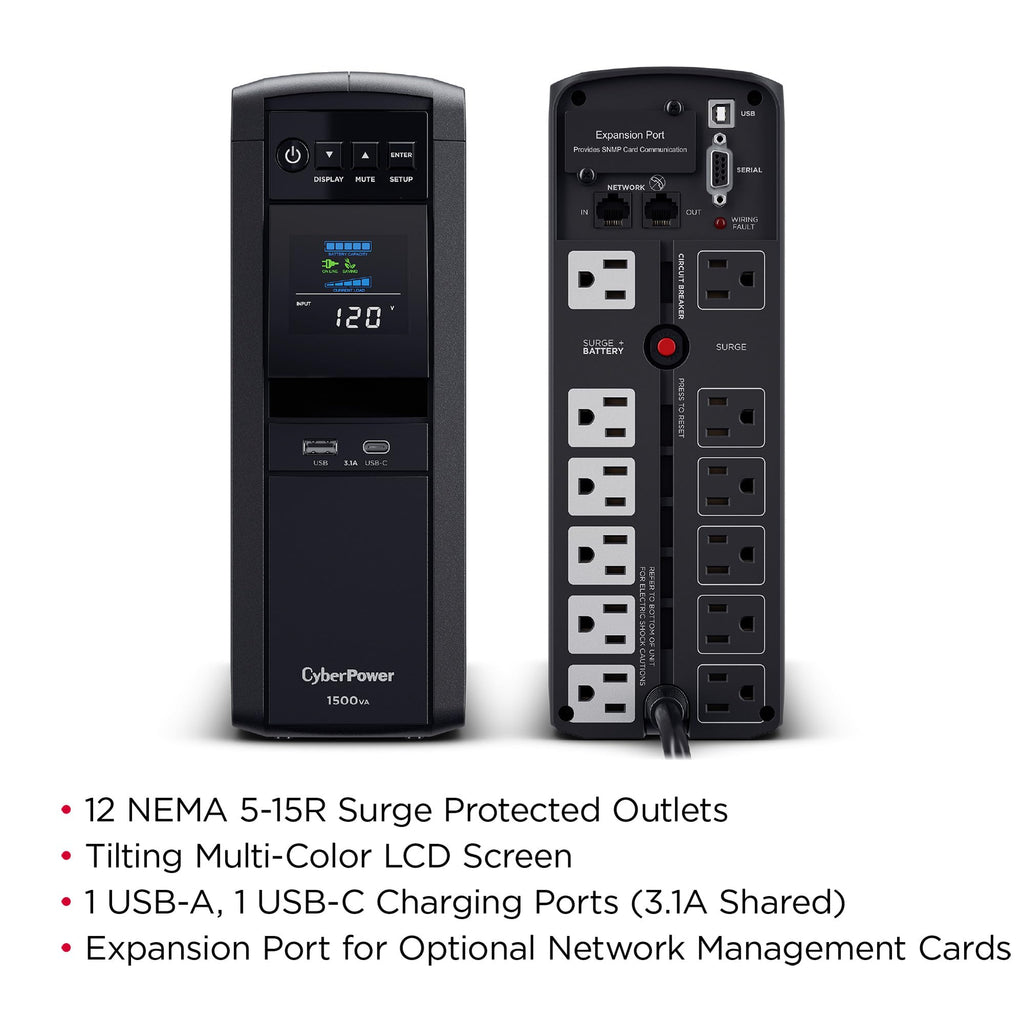 1500VA Sinewave UPS Battery Backup and Surge Protector J614
