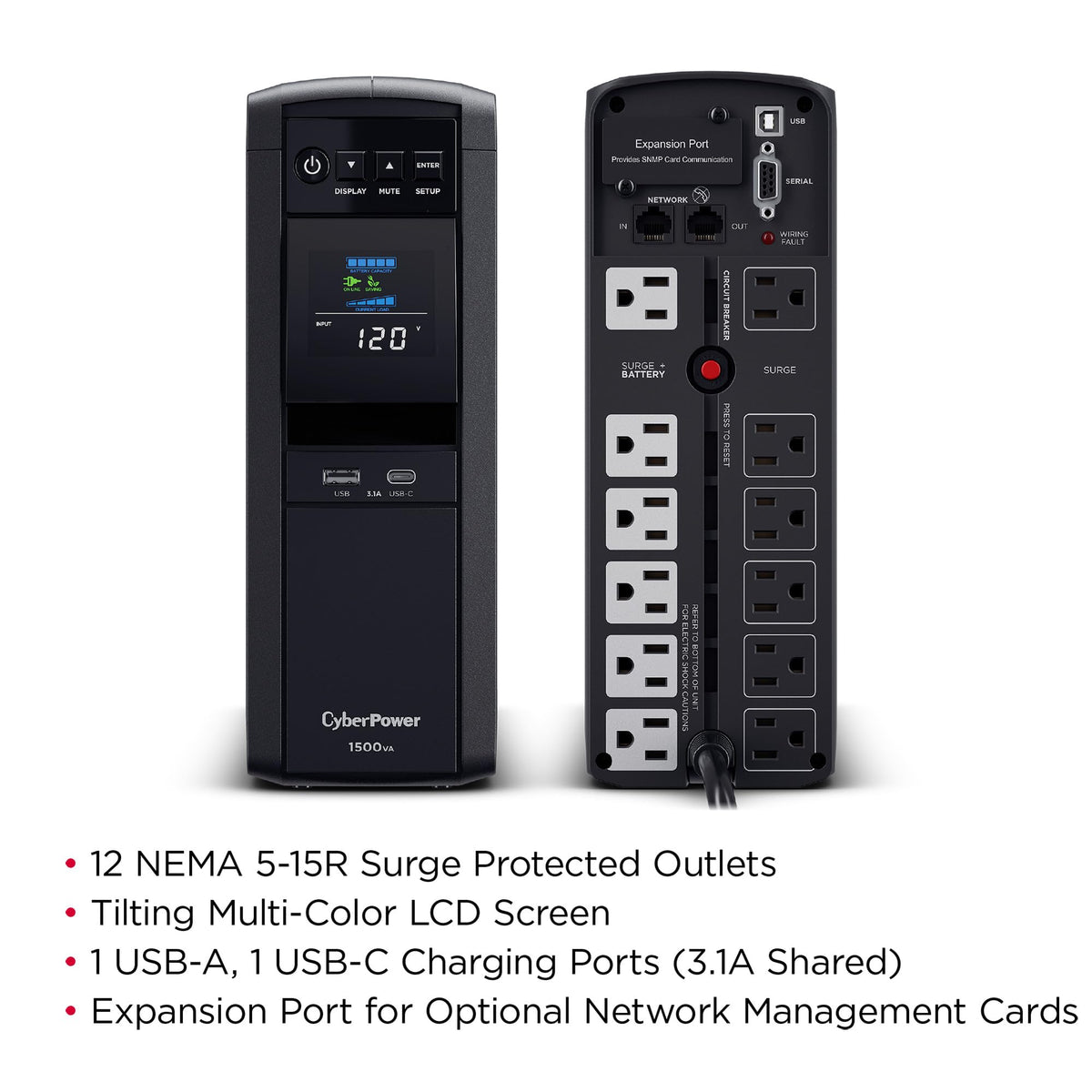 1500VA Sinewave UPS Battery Backup and Surge Protector J614