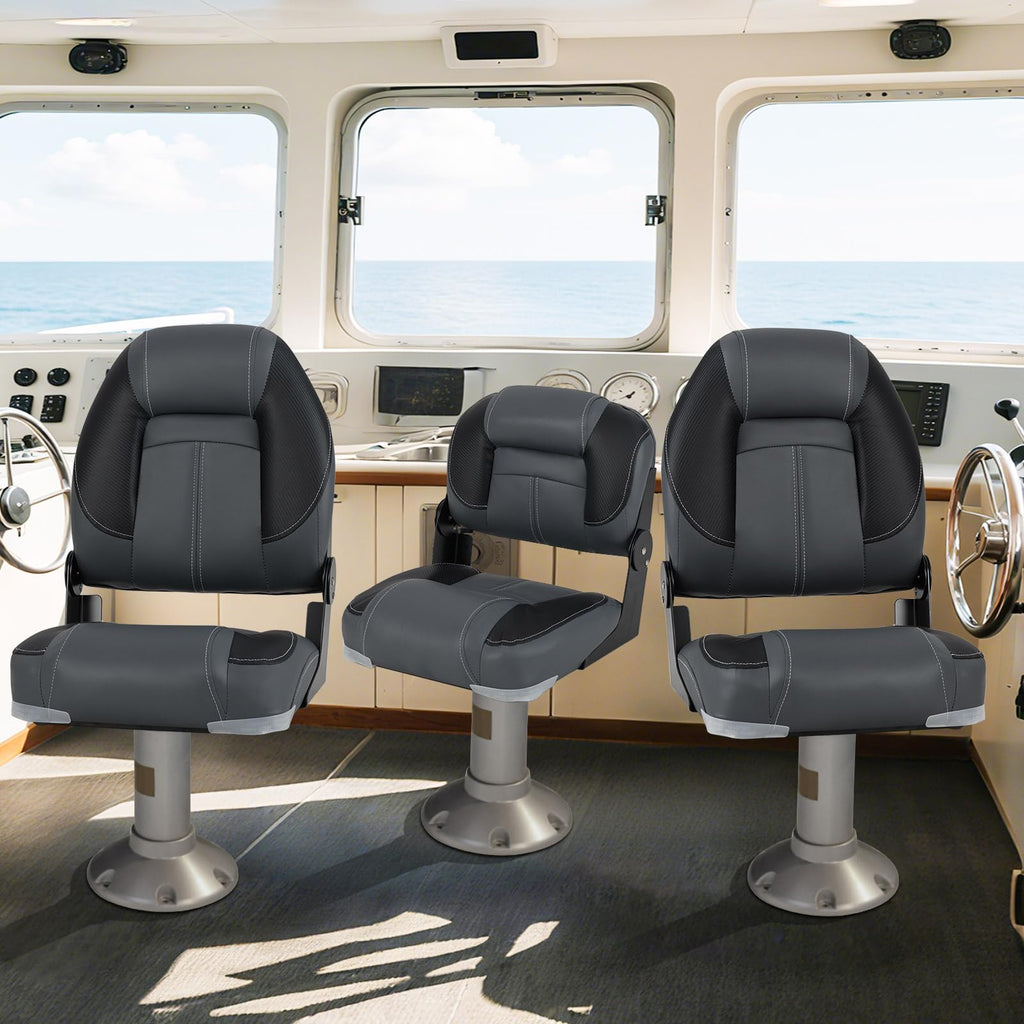 3-Pack Folding Boat Seats with 28D Sponge Padding E868357