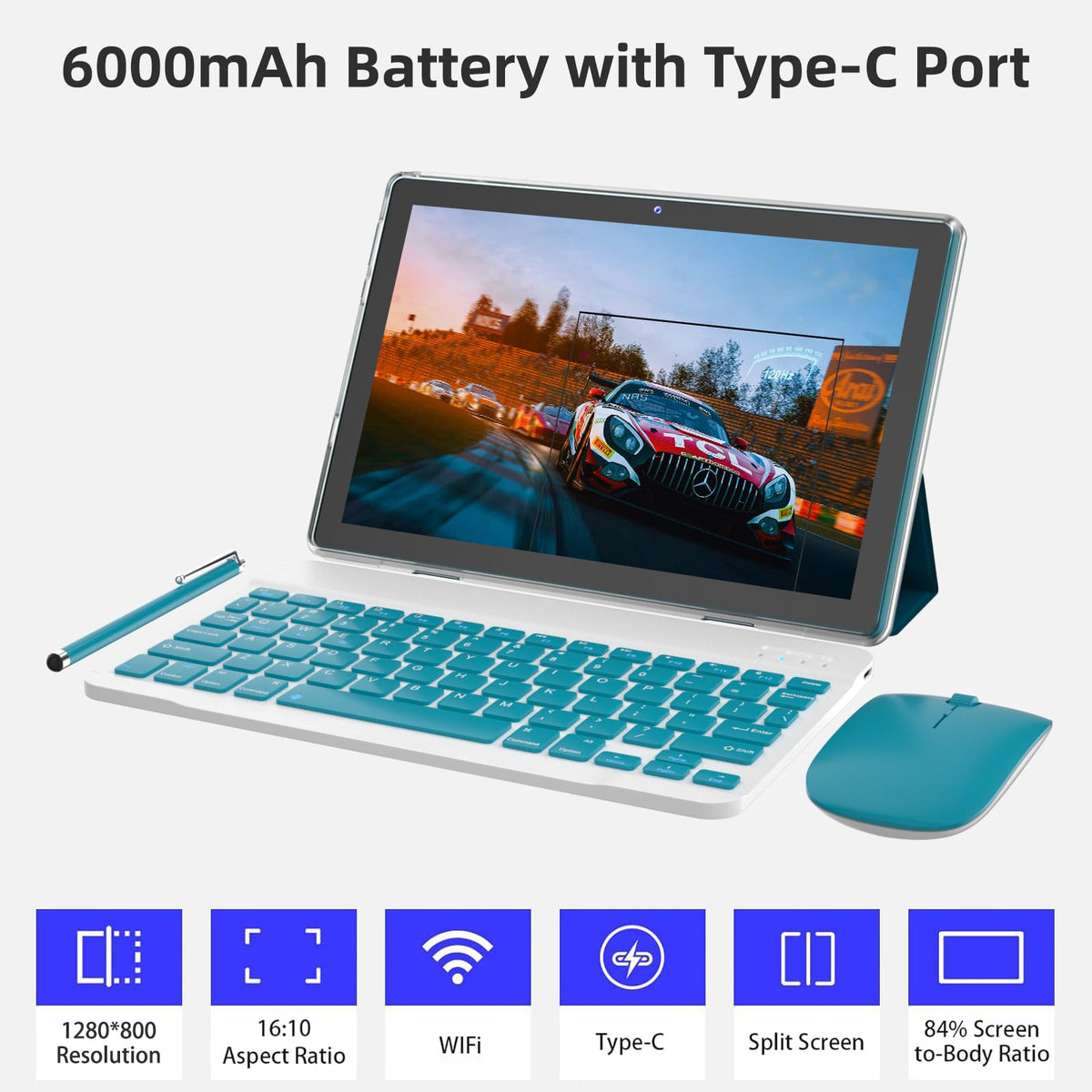 10 Inch Android Tablet with Keyboard Mouse Case Stylus O18025