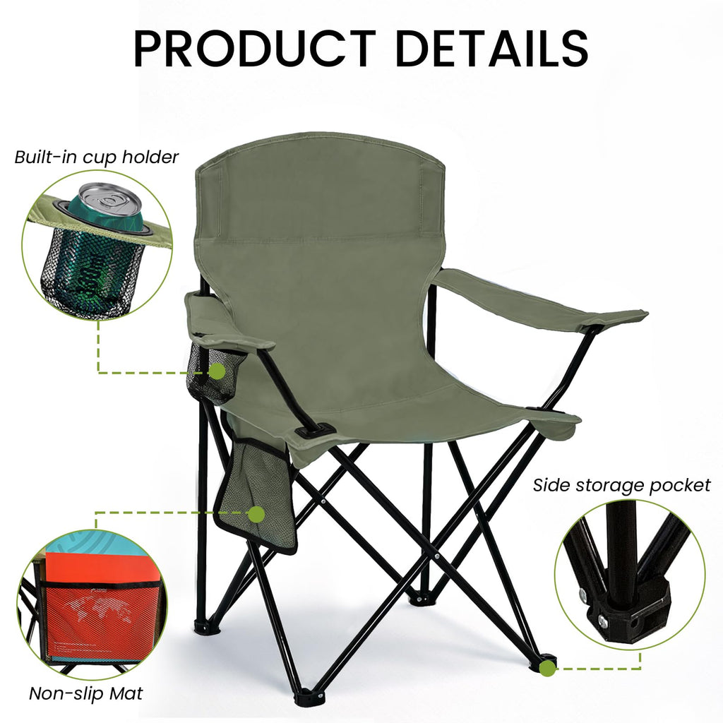 Camping Chair 2 Pack Portable Folding Chair Green S623823