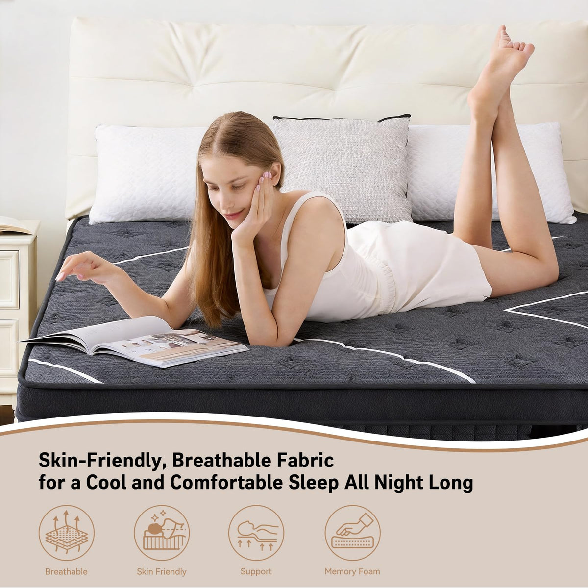 Full Size 12 Inch Gel Memory Foam Pocket Spring Medium Firm Mattress N542