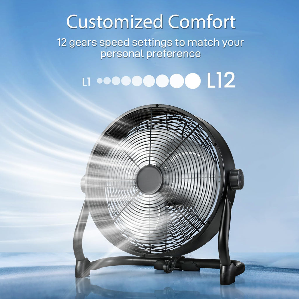 12" Rechargeable Battery Powered Portable Outdoor Fan H874301