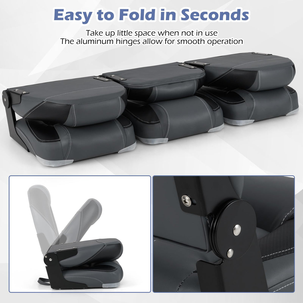 3-Pack Folding Boat Seats with 28D Sponge Padding E868357