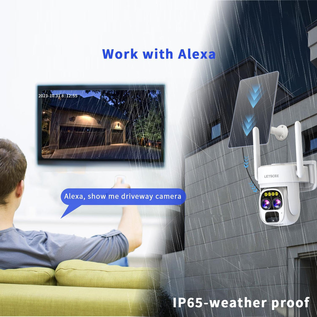 Wireless Solar Security Camera 360 PTZ Dual Lens 10x Zoom 2K L5588