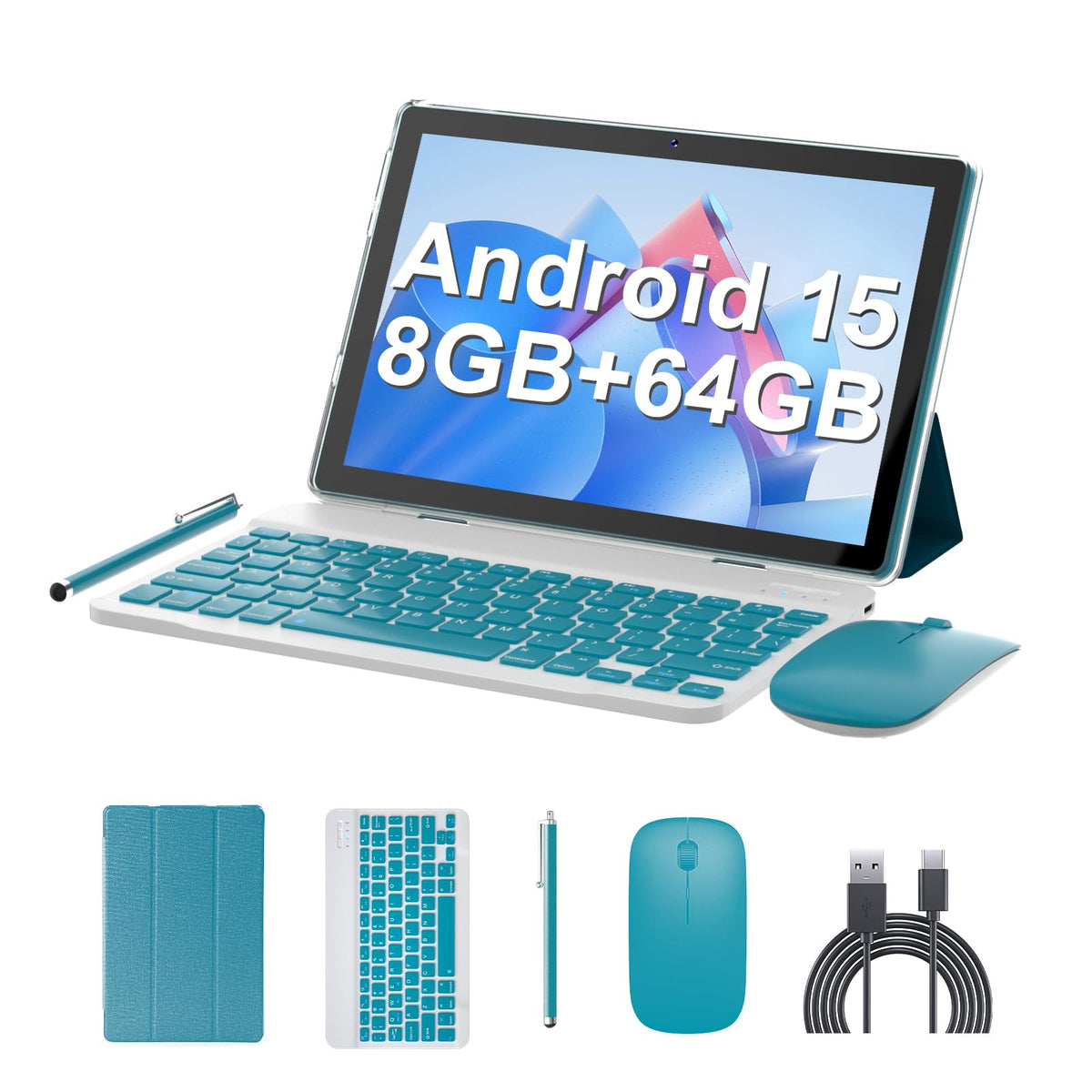10 Inch Android Tablet with Keyboard Mouse Case Stylus O18025