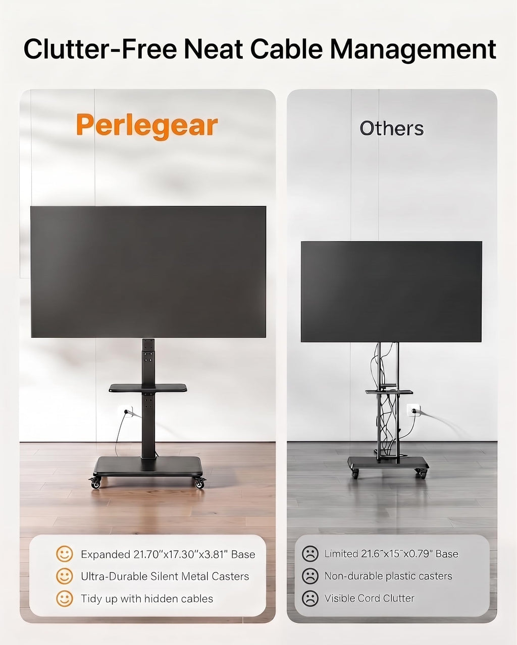 Tilt & Swivel Rolling TV Stand with Power Outlet D241310