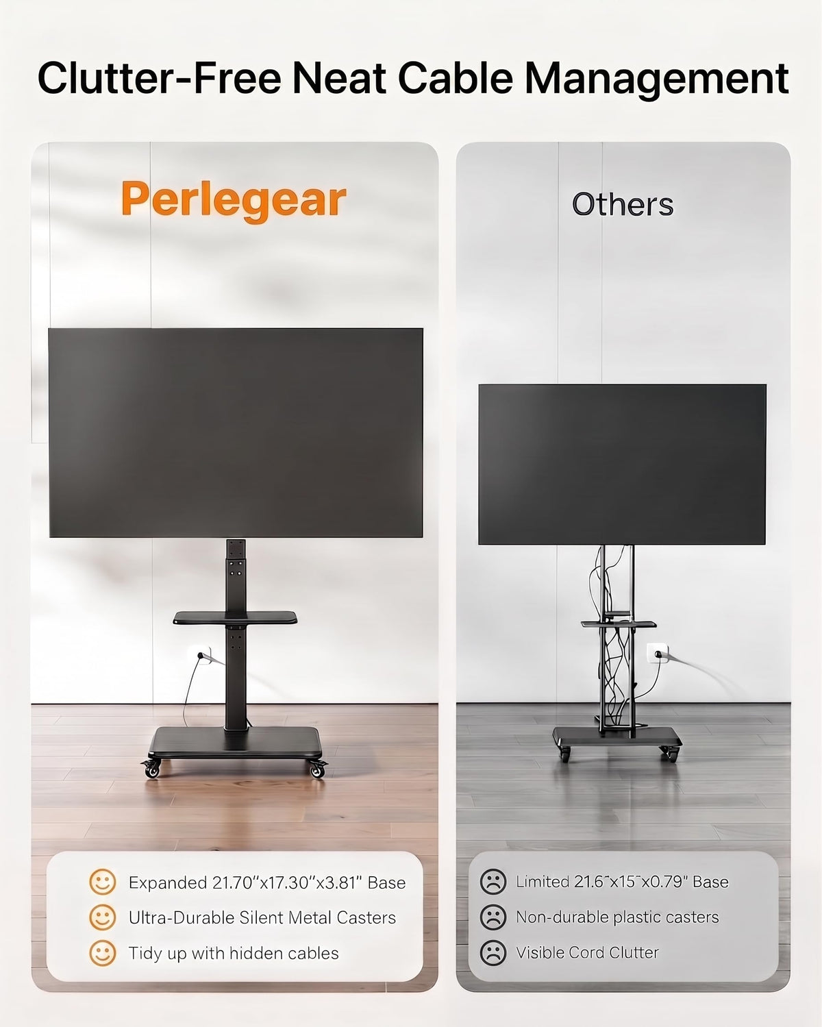 Tilt & Swivel Rolling TV Stand with Power Outlet D241310