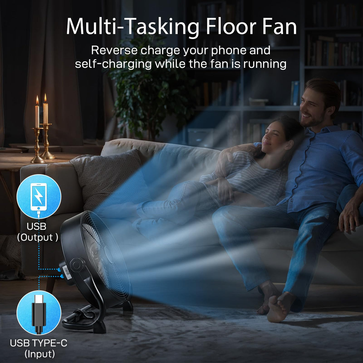 12" Rechargeable Battery Powered Portable Outdoor Fan H874301