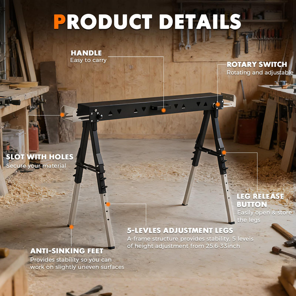 Heavy Duty Folding Sawhorse 2 Pack H438