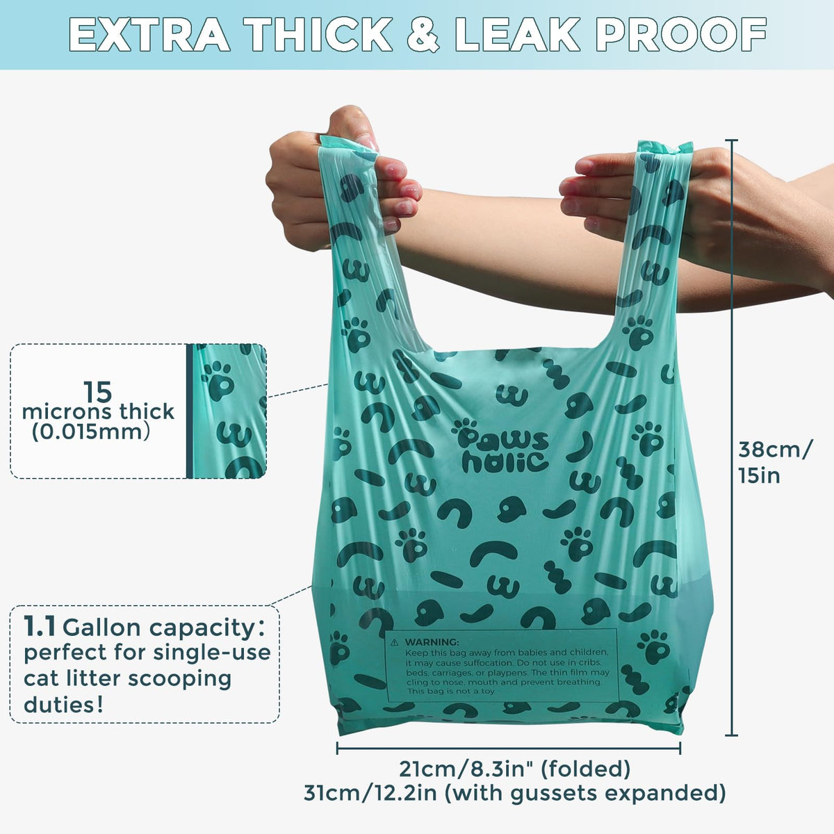 Cornstarch Based 180 Count 1.1 Gallon Lavender Scent Leak Proof Poop Bags with Handle A2545