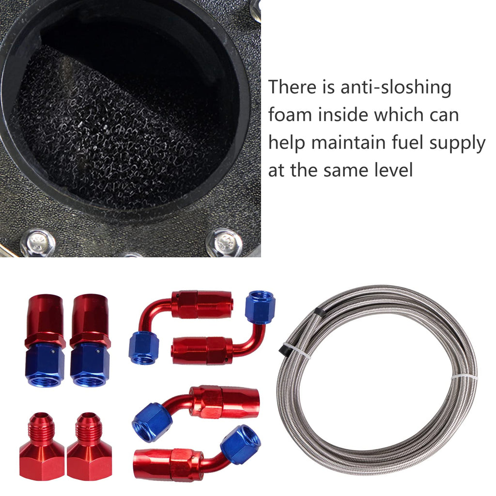 5 Gallon 20L Polished Aluminum Fuel Cell Tank with Cap Level Sender Oil Feed Line I505398